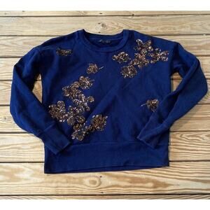 J Crew Sequin Detail Sweatshirt Size 2XS Women’s Navy